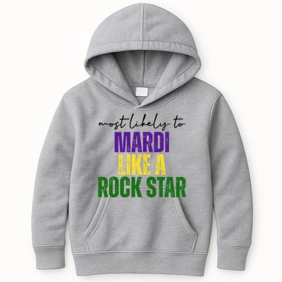 Most Likely To Mardi Like A Rock Star Mardi Gras Party Kids Hoodie