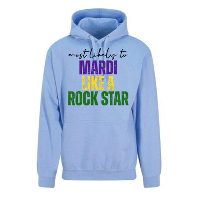 Most Likely To Mardi Like A Rock Star Mardi Gras Party Unisex Surf Hoodie