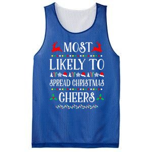 Most Likely To Spread Christmas Cheers Family Christmas Gift Mesh Reversible Basketball Jersey Tank