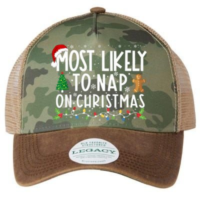 Most Likely To Nap On Christmas Funny Family Christmas Legacy Tie Dye Trucker Hat