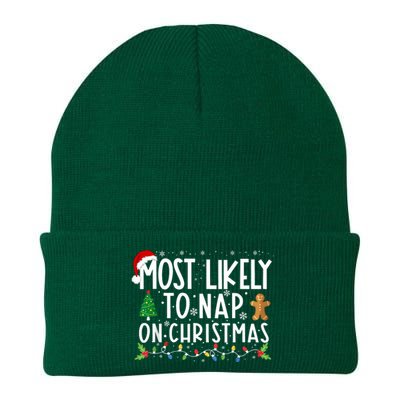 Most Likely To Nap On Christmas Funny Family Christmas Knit Cap Winter Beanie