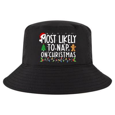 Most Likely To Nap On Christmas Funny Family Christmas Cool Comfort Performance Bucket Hat