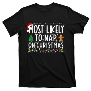 Most Likely To Nap On Christmas Funny Family Christmas T-Shirt