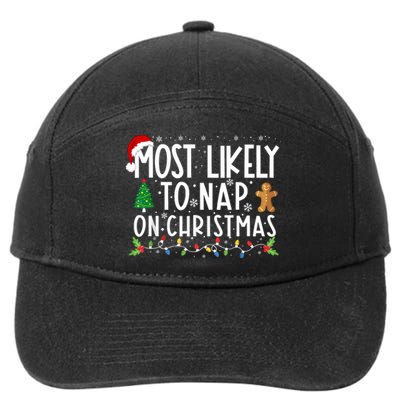 Most Likely To Nap On Christmas Funny Family Christmas 7-Panel Snapback Hat