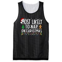 Most Likely To Nap On Christmas Funny Family Christmas Mesh Reversible Basketball Jersey Tank