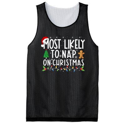 Most Likely To Nap On Christmas Funny Family Christmas Mesh Reversible Basketball Jersey Tank