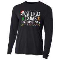 Most Likely To Nap On Christmas Funny Family Christmas Cooling Performance Long Sleeve Crew