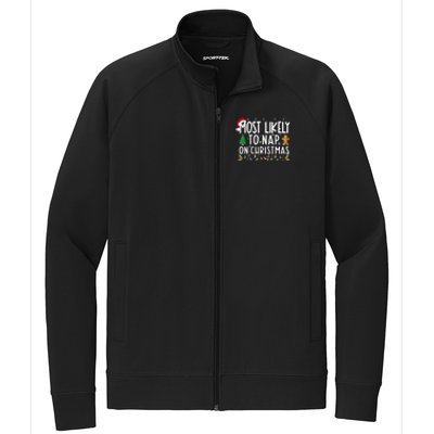 Most Likely To Nap On Christmas Funny Family Christmas Stretch Full-Zip Cadet Jacket