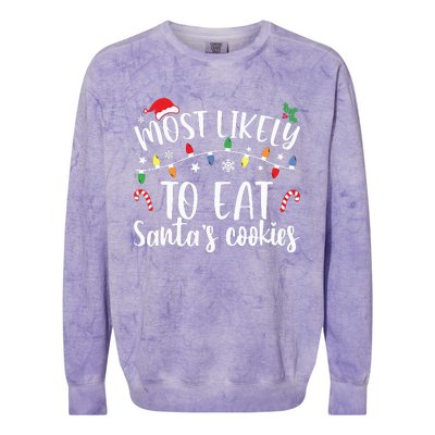 Most Likely To Eat Santas Cookies Christmas Family Matching Colorblast Crewneck Sweatshirt