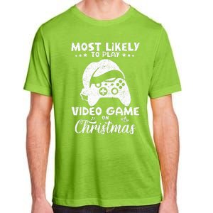 Most Likely To Play Video Games On Christmas Funny Gamer  Adult ChromaSoft Performance T-Shirt