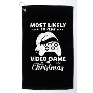 Most Likely To Play Video Games On Christmas Funny Gamer  Platinum Collection Golf Towel