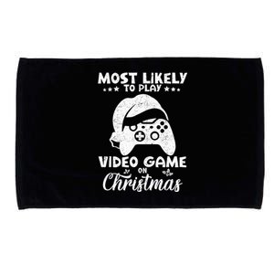 Most Likely To Play Video Games On Christmas Funny Gamer  Microfiber Hand Towel