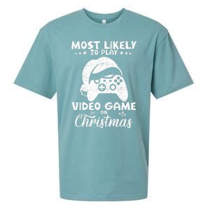 Most Likely To Play Video Games On Christmas Funny Gamer  Sueded Cloud Jersey T-Shirt