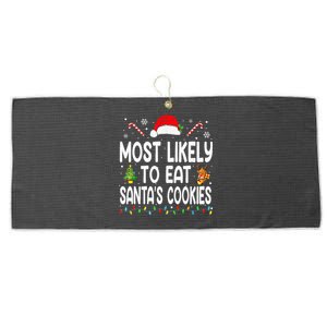 Most Likely To Eat Santas Cookies Christmas Family Pajamas Large Microfiber Waffle Golf Towel