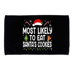 Most Likely To Eat Santas Cookies Christmas Family Pajamas Microfiber Hand Towel