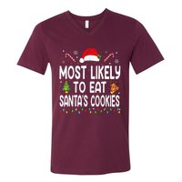 Most Likely To Eat Santas Cookies Christmas Family Pajamas V-Neck T-Shirt