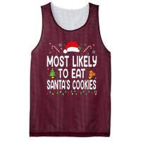 Most Likely To Eat Santas Cookies Christmas Family Pajamas Mesh Reversible Basketball Jersey Tank