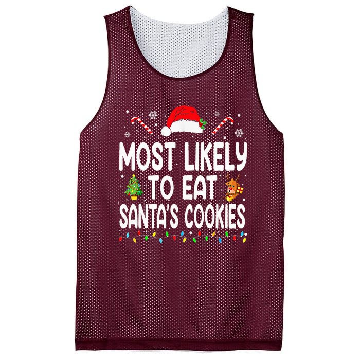 Most Likely To Eat Santas Cookies Christmas Family Pajamas Mesh Reversible Basketball Jersey Tank