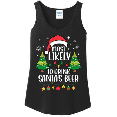 Most Likely To Drink SantaS Beer Matching Family Christmas Ladies Essential Tank