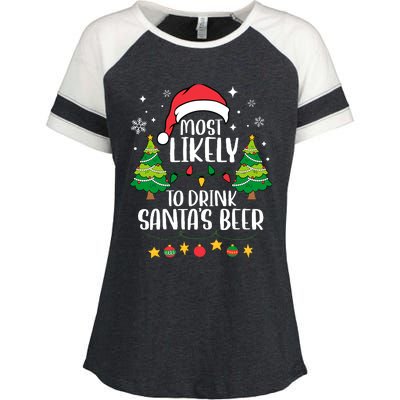 Most Likely To Drink SantaS Beer Matching Family Christmas Enza Ladies Jersey Colorblock Tee