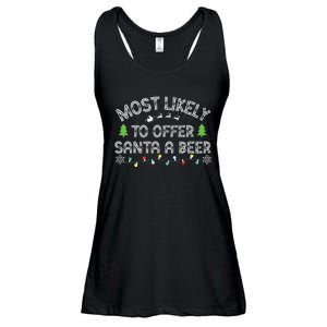 Most Likely To Offer Santa A Beer Funny Drinking Christmas Ladies Essential Flowy Tank