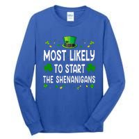 Most Likely To Start The Shenanigans Funny St Patricks Day Tall Long Sleeve T-Shirt