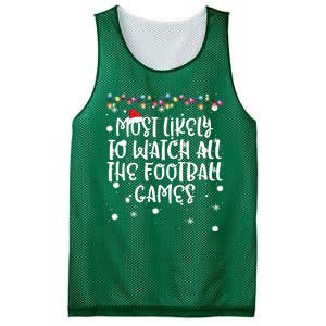 Most Likely To Watch All The Football Funny Games Christmas Mesh Reversible Basketball Jersey Tank