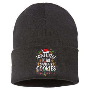 Most Likely To Eat SantaS Cookies Christmas Family Matching Sustainable Knit Beanie