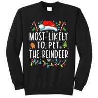 Most Likely To Pet The Reindeer Funny Christmas Pajamas Sweatshirt