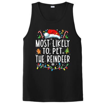 Most Likely To Pet The Reindeer Funny Christmas Pajamas PosiCharge Competitor Tank