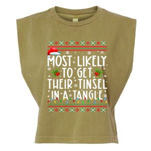 Most Likely To Get Their Tinsel In A Tangle Christmas Lights Garment-Dyed Women's Muscle Tee