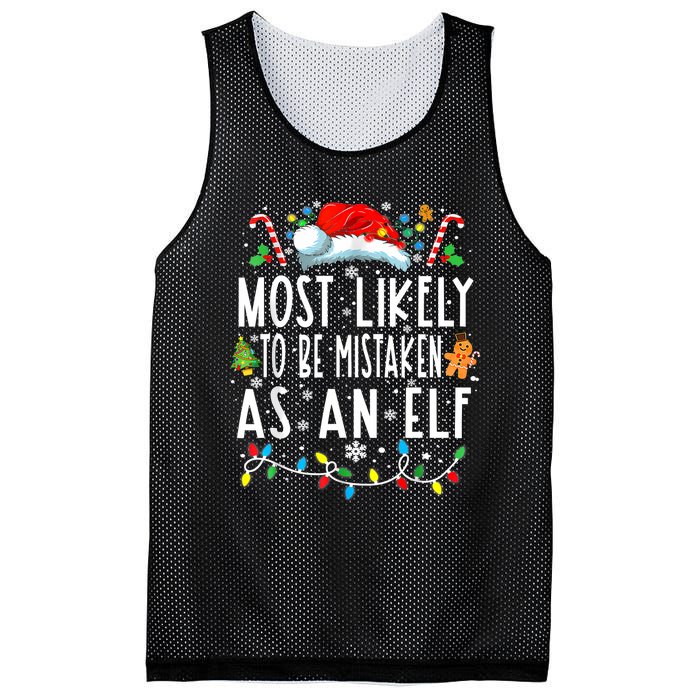 Most Likely To Be Mistaken As An Elf Christmas Family Mesh Reversible Basketball Jersey Tank