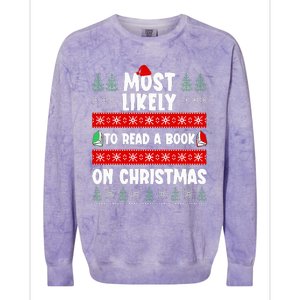 Most Likely To Read A Book On Christmas Matching Family  Colorblast Crewneck Sweatshirt