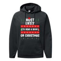 Most Likely To Read A Book On Christmas Matching Family  Performance Fleece Hoodie