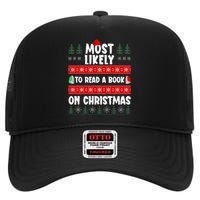 Most Likely To Read A Book On Christmas Matching Family  High Crown Mesh Back Trucker Hat