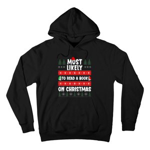 Most Likely To Read A Book On Christmas Matching Family  Hoodie