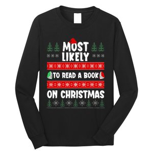 Most Likely To Read A Book On Christmas Matching Family  Long Sleeve Shirt