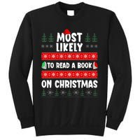 Most Likely To Read A Book On Christmas Matching Family  Sweatshirt