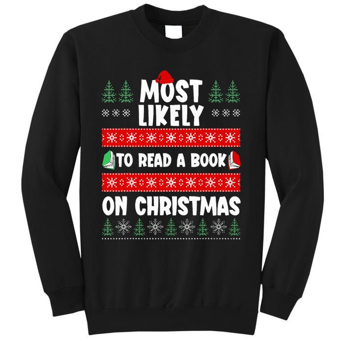 Most Likely To Read A Book On Christmas Matching Family  Sweatshirt