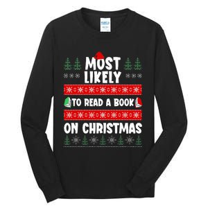 Most Likely To Read A Book On Christmas Matching Family  Tall Long Sleeve T-Shirt