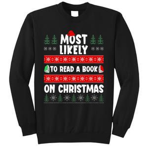 Most Likely To Read A Book On Christmas Matching Family  Tall Sweatshirt