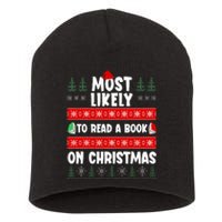 Most Likely To Read A Book On Christmas Matching Family  Short Acrylic Beanie