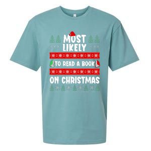 Most Likely To Read A Book On Christmas Matching Family  Sueded Cloud Jersey T-Shirt