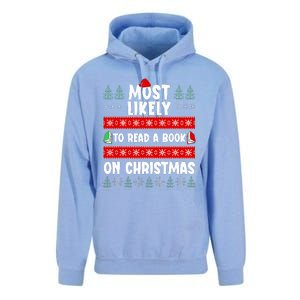 Most Likely To Read A Book On Christmas Matching Family  Unisex Surf Hoodie