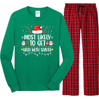 Most Likely To Get High With Santa Family Christmas Pajama Long Sleeve Pajama Set