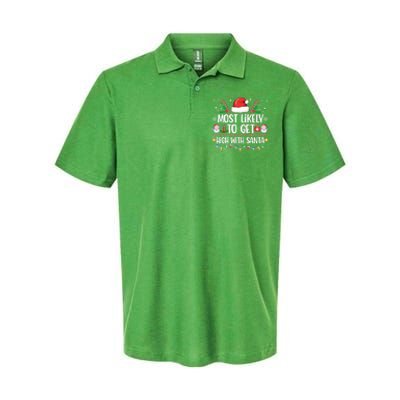 Most Likely To Get High With Santa Family Christmas Pajama Softstyle Adult Sport Polo