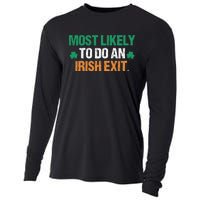 Most Likely To Do An Irish Exit Funny Saying Vintage Cooling Performance Long Sleeve Crew