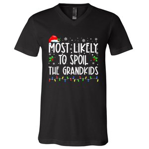 Most Likely To Spoil The GrandKid Funny Christmas Grandma V-Neck T-Shirt