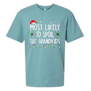 Most Likely To Spoil The GrandKid Funny Christmas Grandma Sueded Cloud Jersey T-Shirt