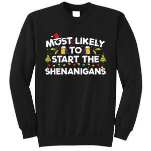 Most Likely To Start The Shenanigans Funny Family Christmas Sweatshirt